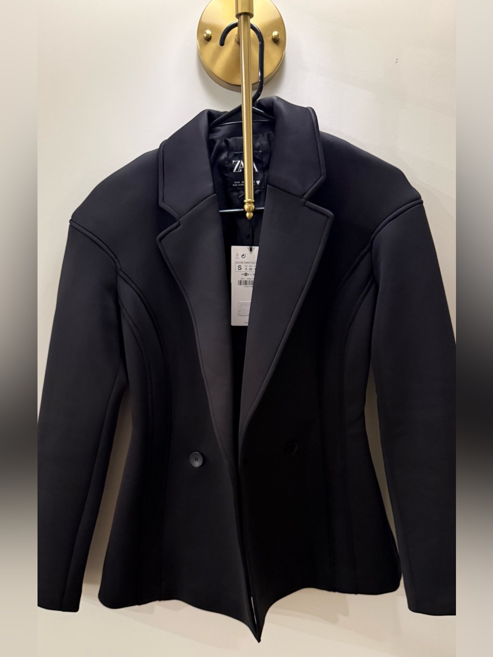 Zara Black Double-Breasted Tailored Blazer